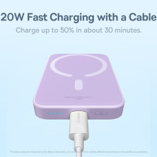 УМБ Baseus Magnetic Mini Wireless Fast Charge 2in1 10000mAh 20W 2.4A QC3.0+PD3.0 с Беспроводной зарядкой Qi 15W Фиолетовый