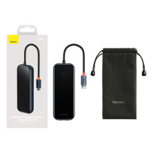 USB-хаб Baseus 5in1 AcmeJoy 5-Port Type-C HUB Adapter Type-C to USB3.0*2, USB2.0*1, Type-C*1 RJ45 Сірий