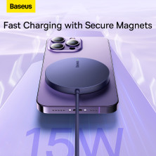 Бездротовий зарядний пристрій Baseus Simple Mini3 Magnetic з функцією MagSafe і Qi 15W Фіолетовий
