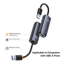 USB Переходник Baseus Lite Series Ethernet 1000 Mbps Type-A to RJ45 Серый