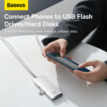 USB-хаб Baseus 4in1 Lite Series 4-Port Type-C HUB Adapter Type-C to USB3.0*4 кабель 2м Білий