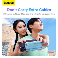 УМБ Baseus Comet Digital Display Fast Charge 10000mAh 22.5W 3A з технологією QC3.0+PD3.0 и iP 20W+Type-C 22.5W кабелем Блакитний