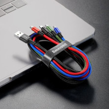 Кабель Baseus Fast 4-in-1 Fast Charging Data Cable USB to Lightning+Type-C*2+MicroUSB 3.5А 1.2m Чорний