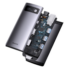 USB-хаб Baseus 7in1 Metal Gleam -Port Type-C HUB Adapter Type-C to USB3.0*3, Type-C(PD)*1, 4KHDMI, VGA, RJ45 Сірий