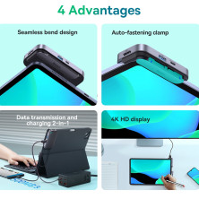 USB-хаб Baseus 4in1 PadJoy 4-Port Type-C HUB Adapter Type-C to USB3.0*1, Type-C*1, 4KHDMI, AUX Серый