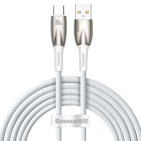 Кабель Baseus Glimmer Series Fast Charging Data Cable USB to Type-C 100W 20V 5A 2m Білий