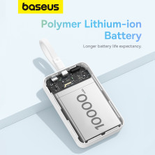 УМБ Baseus Magnetic Mini Wireless Fast Charge 10000mAh 30W 3A QC3.0+PD3.0 з функцією MagSafe та Qi 15W і Type-C 30W кабелем Білий