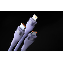 Кабель Baseus Flash Series 2 3-in-1 Fast Charging Data Cable USB to Lightning+Type-C+MicroUSB 100W 1.2m Фіолетовий