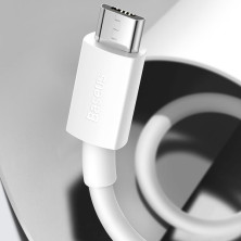 Кабель Baseus Simple Wisdom Series Fast Charging Data Cable USB to Micro USB 2.1A 1.5m Набор 2 шт Білий
