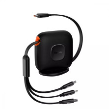 Кабель Baseus Traction Series Retractable 3-in-1 Fast Charging Data Cable Type-C to Lightning+Type-C+MicroUSB 100W 1.7m Чорний