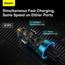 Автомобільний зарядний пристрій Baseus Golden Contactor Pro Dual Quick Charger Car Charger 40W 2Type-C Блакитний