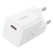 Мережевий зарядний пристрій Baseus GaN5 Mini Fast Charger 1C PD3.0 25W Type-C 3A + кабель Baseus Type-C to Type-C 100W 20V/5A 1м Білий