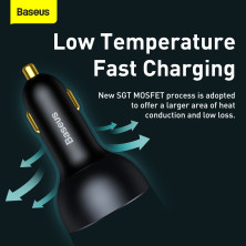 Автомобильное зарядное устройство Baseus Qualcomm QC 5 Technology Multi-Port Fast Charge Car Charger 160W USB+2Type-C + Кабель Type-C to Type-C 100W 1м Серый