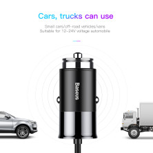 Автомобильное зарядное устройство Baseus Enjoy Together 2в1 4.8A USB с зарядным кабелем Type-C / Lightning 1.2м Черный