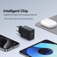 Мережевий зарядний пристрій Baseus Cube Fast Charger QC3.0+PD3.0 30W USB+Type-C 3A Чорний