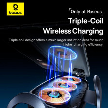 Бездротовий автомобільний зарядний пристрій Baseus LightChaser Triple-Coil Wireless Charging Electric Car Mount з технологією Qi 15W Чорний