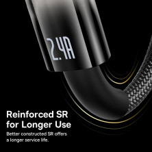 Кабель Baseus Explorer Series Auto Power-Off Fast Charging Data Cable USB to Lightning 2.4A 2m Чорний