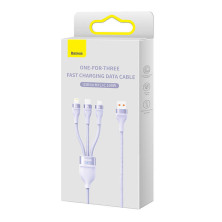 Кабель Baseus Flash Series 2 3-in-1 Fast Charging Data Cable USB to Lightning+Type-C+MicroUSB 100W 1.2m Фіолетовий