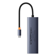 USB-хаб Baseus 7in1 Flite 7-Port Type-C HUB Adapter Type-C to USB3.0*2, Type-C(PD)*1, 4KHDMI, RJ45, SD/TF 3.0 Сірий
