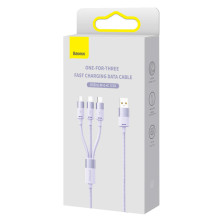 Кабель Baseus StarSpeed 3-in-1 Fast Charging Data Cable USB to Lightning+Type-C+MicroUSB 3.5А 1.2m Фіолетовий
