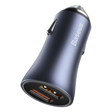 Автомобильное зарядное устройство Baseus Golden Contactor Pro Dual Quick Charger Car Charger 40W 2USB + Кабель USB to Type-C 1м Серый