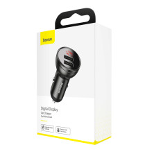 Автомобильное зарядное устройство Baseus Digital Display 24W 2USB 4.8A Серый
