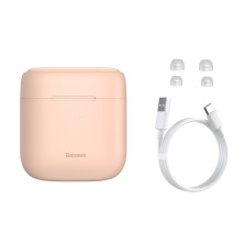 Беспроводные Bluetooth наушники Baseus Encok TWS W06 с функцией беспроводной зарядки Qi Розовый