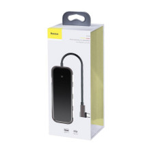 USB-хаб Baseus 5in1 Multi-functional 5-Port Type-C HUB Adapter Type-C to USB3.0*4, Type-C(PD)*1 Сірий