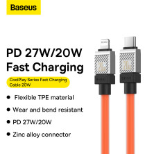 Кабель Baseus CoolPlay Series Fast Charging Data Cable Type-C to Lightning PD 20W 1m Оранжевый