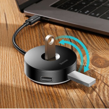 USB-хаб Baseus 5in1 Round Box HUB Adapter Type-C to USB3.0, USB2.0*3, Micro USB Серый