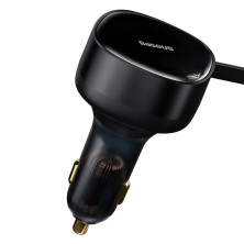 Автомобильное зарядное устройство Baseus Enjoyment Retractable 33W c встроенным кабелем 2-in-1 2Type-C 0.75м Черный
