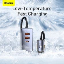 Автомобільний зарядний пристрій Baseus Share Together PPS multi-port Fast Charging Car Charge 120W 2USB+2Type-C з подовжувачем 1.5м Сірий