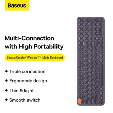 Клавиатура беспроводная Baseus K01B Wireless Tri-Mode Keyboard 2.4G/BT1+BT2 Серый
