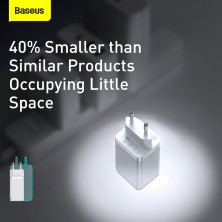 Сетевое зарядное устройство Baseus Quick GaN2 Pro QC4.0+PD3.0 65W USB+2Type-C 5A + кабель Baseus Type-C to Type-C 100W 20V/5A 1м Белый