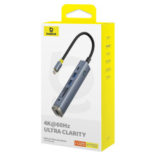 USB-хаб Baseus 7in1 UltraJoy AIR 7-Port Type-C HUB Adapter Type-C to USB3.0*2, Type-C(PD)*1, 4KHDMI, AUX, SD/TF 3.0 Серый