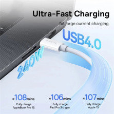 Кабель Baseus Superior 2 Series Fast Charging Data Cable Type-C to Type-C 240W 8K@60Hz 40Gbps 1.8m Белый