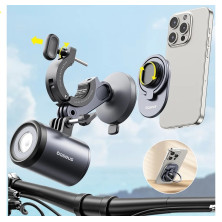 Тримач з ліхтариком телефону на велосипед Baseus PrimeTrip Series Dual-Color Bike Light 2-in-1 Set Чорний