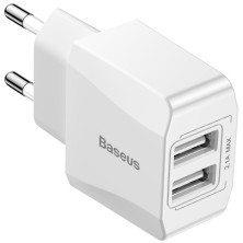 Сетевое зарядное устройство Baseus Mini Dual-U Charger 2USB 2.1A Белый