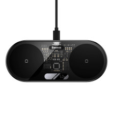 Беспроводное зарядное устройство Baseus Digital LED Display 2in1 Wireless Charger с технологией Qi 20W Черный