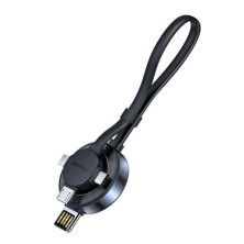 Кабель Baseus Star Ring Series 4-in-1 Wireless Charging Cable USB to Lightning+Type-C+MicroUSB+iWatch 3А 0.18m Чорний