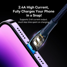 Кабель Baseus Glimmer Series Fast Charging Data Cable USB to Lightning 2.4A 2m Синий