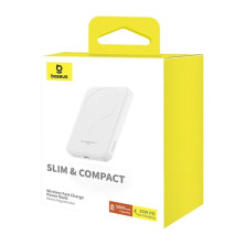 УМБ Baseus Magnetic Mini Wireless Fast Charge 2in1 5000mAh 20W 2.4A QC3.0+PD3.0 с Беспроводной зарядкой Qi 15W Белый
