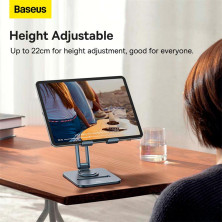 Підставка для телефона і планшета настільна Baseus Desktop Biaxial Foldable Metal Stand for Tablets обертання 360° Сірий