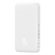 УМБ Baseus Magnetic Mini Wireless Fast Charge 2in1 5000mAh 20W 2.4A QC3.0+PD3.0 с Беспроводной зарядкой Qi 15W Белый