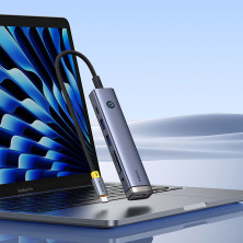 USB-хаб Baseus 7in1 UltraJoy AIR 7-Port Type-C HUB Adapter Type-C to USB3.0*2, Type-C(PD)*1, 4KHDMI, AUX, SD/TF 3.0 Серый
