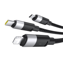 Кабель Baseus StarSpeed Series 3-in-1 Fast Charging Data Cable USB to Lightning+Type-C+MicroUSB 100W 1.5m Чорний