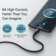 Кабель Baseus Tungsten Gold Fast Charging Data Cable USB to Type-C 100W 20V 5A 2m Черный