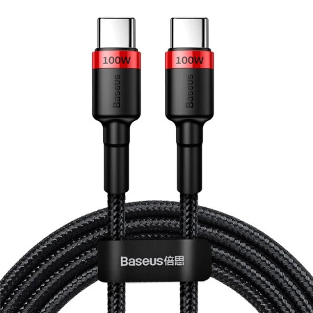 Кабель Baseus Cafule Flash Charging Data Line Cable Type-C to Type-C PD 2.0 QC 3.0 100W 20V 5A 2m Черно-Красный