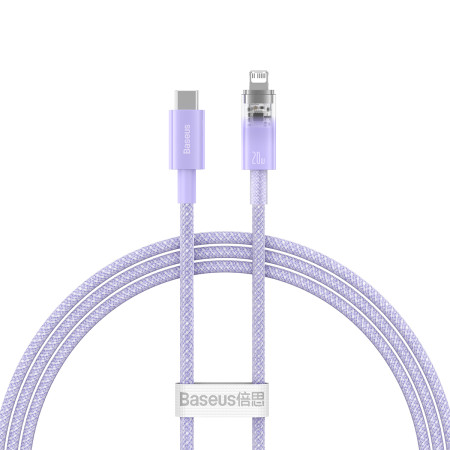 Кабель Baseus Explorer Series with Smart Temperature Control Fast Charging Data Cable Type-C to Lightning PD 20W 1m Фиолетовый