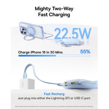 УМБ Baseus EnerFill FC21 Qpow 3 Ultra 10000mAh 22.5W з технологією QC3.0+PD3.0 + Кабель Type-C to Lightning Блакитний